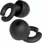 Hush Hoops Ear Plugs, Ultra-Soft Reusable Noise Reducing Earplugs with Horseshoe Shape for Comfort, 4 Tip Sizes for Customizable Fit, 17dB (NRR) Noise Reduction Rating, Black, 1 Pair with Travel Case