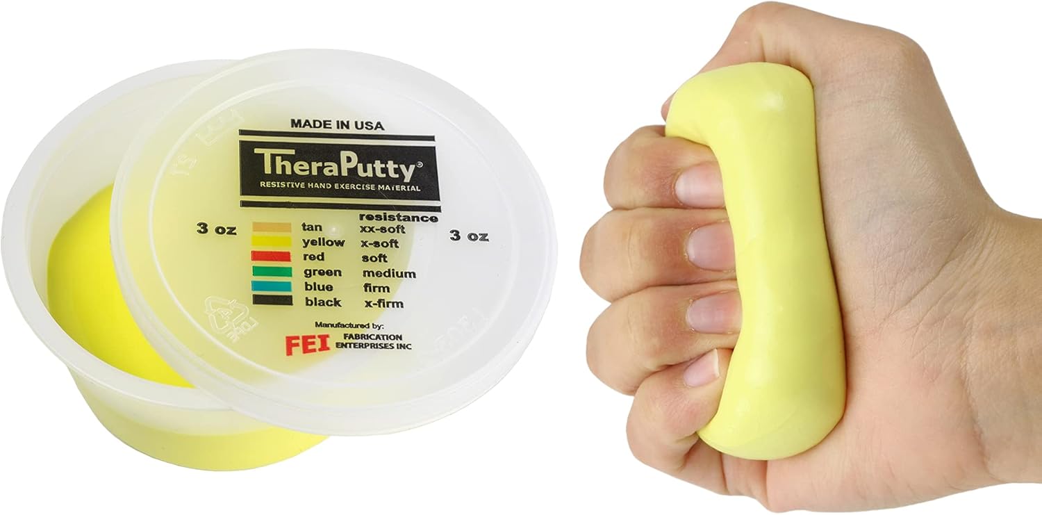 CanDo 10-2611 Theraputty Plus Hand Exercise Putty, Yellow, 3oz, X-Soft