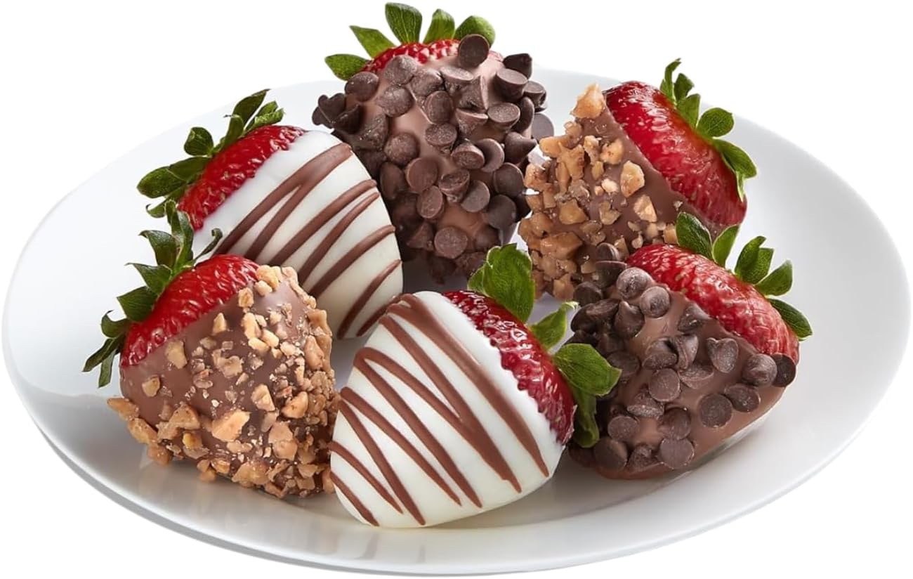 Shari’s Berries Gourmet Dipped Fancy Strawberries | Chocolate Covered Strawberry Gift Box | Ideal for Mother's Day, Anniversary, Birthdays, Congratulations, or Saying Thank You (Half Dozen, 6 Berries)