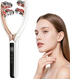 Facial Massager with 3D Roller,Lymphatic Drainage Tool for Face,Arm,Leg and Neck massage - Lymphatic Contour Face Brush Lift & Double Chin Reducer (Pearl white)