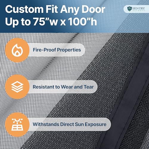 Fiberglass Magnetic Screen Door for Sliding Door, French, and Double Door – Customizable Fit Up to 75w x 100h – Left or Right Offset Opening – by Sentry Screens