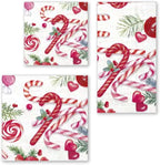 IHR Ideal Home Range Cocktail Napkins Disposable 3-Ply Paper Party Napkin Pack, 5" x 5", Candy Canes, 20-Count