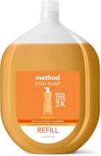 Method Gel Dish Soap Refill, Clementine Scent, Powerful Cleaning Formula, Large Refill Tub, Cuts Through Grease, 54 Fl Oz