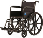 Medline Guardian K1 Basic Wheelchair with Full-Length Permanent arms and Swing-Away Leg Rests, 18"