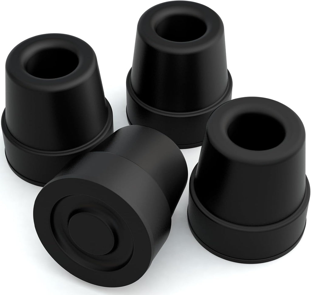 Vive Quad Cane Tips - Heavy Duty 1/2 inch Replacement Rubber Foot - Black Attachment Base Grip - Accessories for Walking and Standing Stick - Durable End for Women, Men, Seniors, Elderly