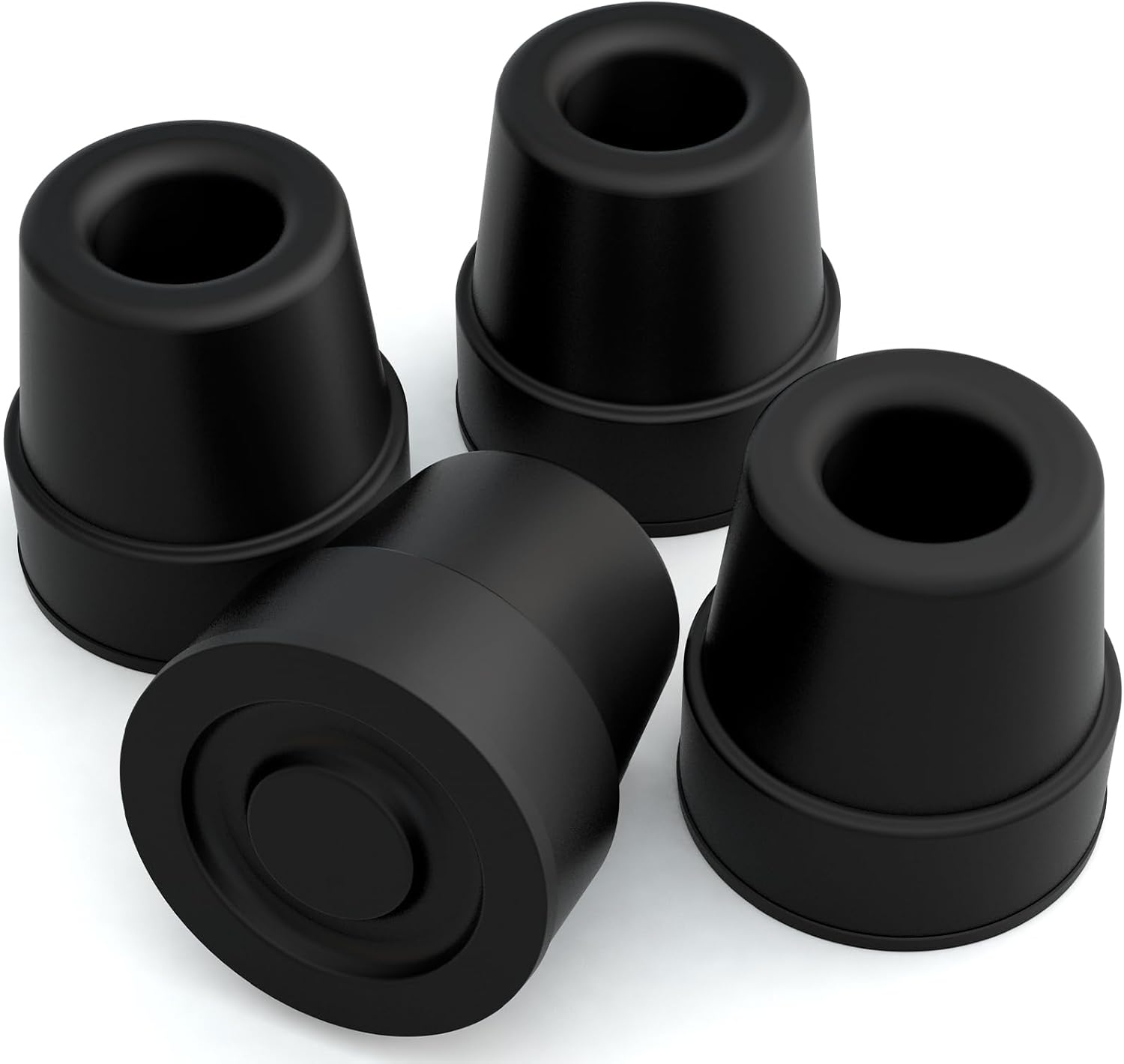 Vive Quad Cane Tips - Heavy Duty 1/2 inch Replacement Rubber Foot - Black Attachment Base Grip - Accessories for Walking and Standing Stick - Durable End for Women, Men, Seniors, Elderly
