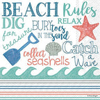 Celebrate the Home Beach-Themed 3-Ply Paper Cocktail Napkins, Beach Rules, 20-Count