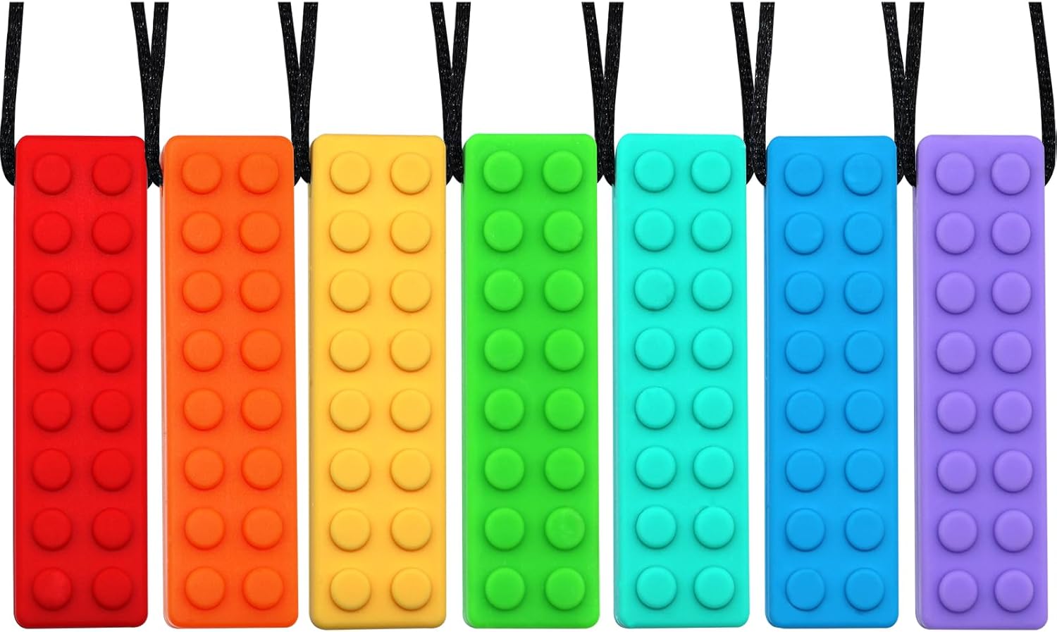 Chew Necklaces for Sensory Kids, Chewy Necklace Bundle for Boys Girls and Adults with Autism, ADHD, SPD, Silicone Chewable Sensory Oral Motor Teether Toys for Biting, Teething Anxiety Needs 7 Pack