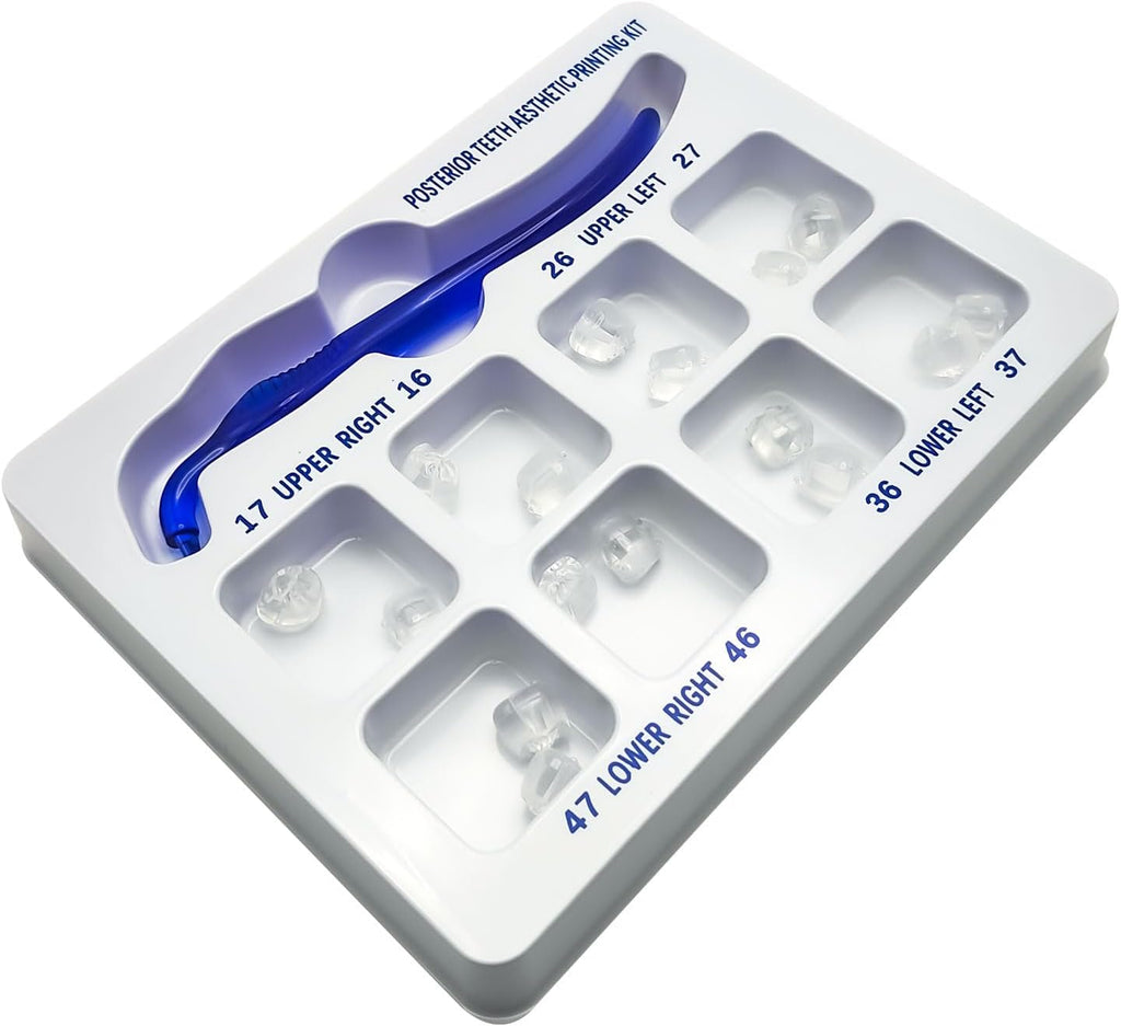 Dental Posterior Teeth Aesthetic Printing Kit, Temporary Tooth Repair Kit for Missing Broken Teeth Rubber Dental Filling Restoration Tool.
