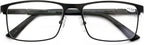 Men Premium Optical Frame Wide Large Head Reading Glasses Rectangular Metal - Clear Lens Reader DRM02