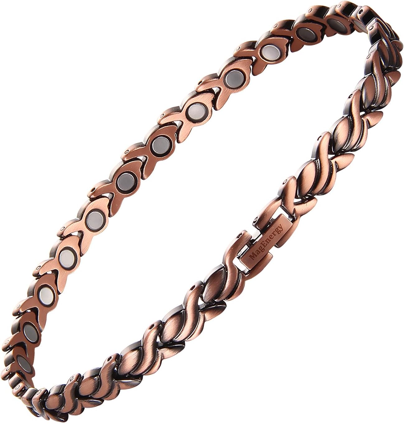 MagEnergy Copper Ankle Bracelet for Women, Christian Magnetic Anklets with 3500 Gauss Magnets, Adjustable Biblical Cross Anklet, Jewelry Gift