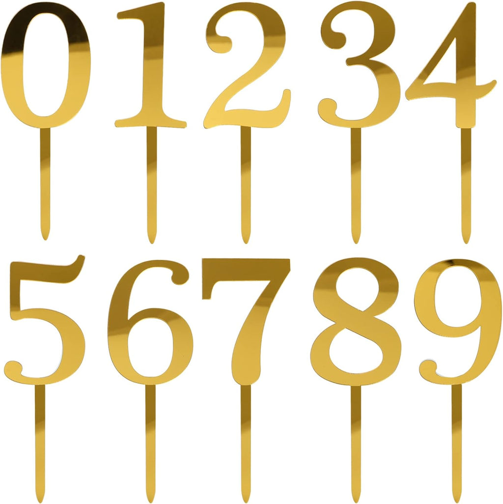 0-9 Number For Cake Topper, Shiny Acrylic Number Cake Toppers Cake Decorations Birthday Party Cake Topper for Birthday Party Wedding Anniversary
