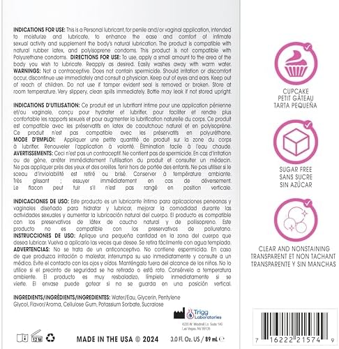 Wet Frosted Cupcake Premium Flavored Edible Lube for Men, Women and Couples | Long-Lasting, Condom Safe, Sugar Free, 3 fl oz