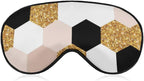 Geometric Golden Black and White Hexagon Grid Chic Sleep Mask for Women Men, Light Blocking Breathable Eye Mask with Adjustable Strap, Pressure-Free Comfortable Eye Cover for Travel Nap