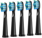 5pc Toothbrush Heads Compatible with Fairywill D7/D8/FW507/508, 551/917/959/D1/D3 (Black)