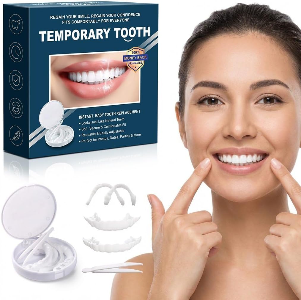 Temporary Snap-On Veneers for Adults – Instant Smile Makeover with Reusable Cosmetic Teeth Covers – Comfort-Fit, Non-Medical Smile Enhancer for Men and Women
