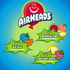 Airheads Sour Mini Candy Bars, Taffy Candy Assorted Bag, Individually Wrapped Candy, Three Assorted Flavors, 12 Oz Bag
