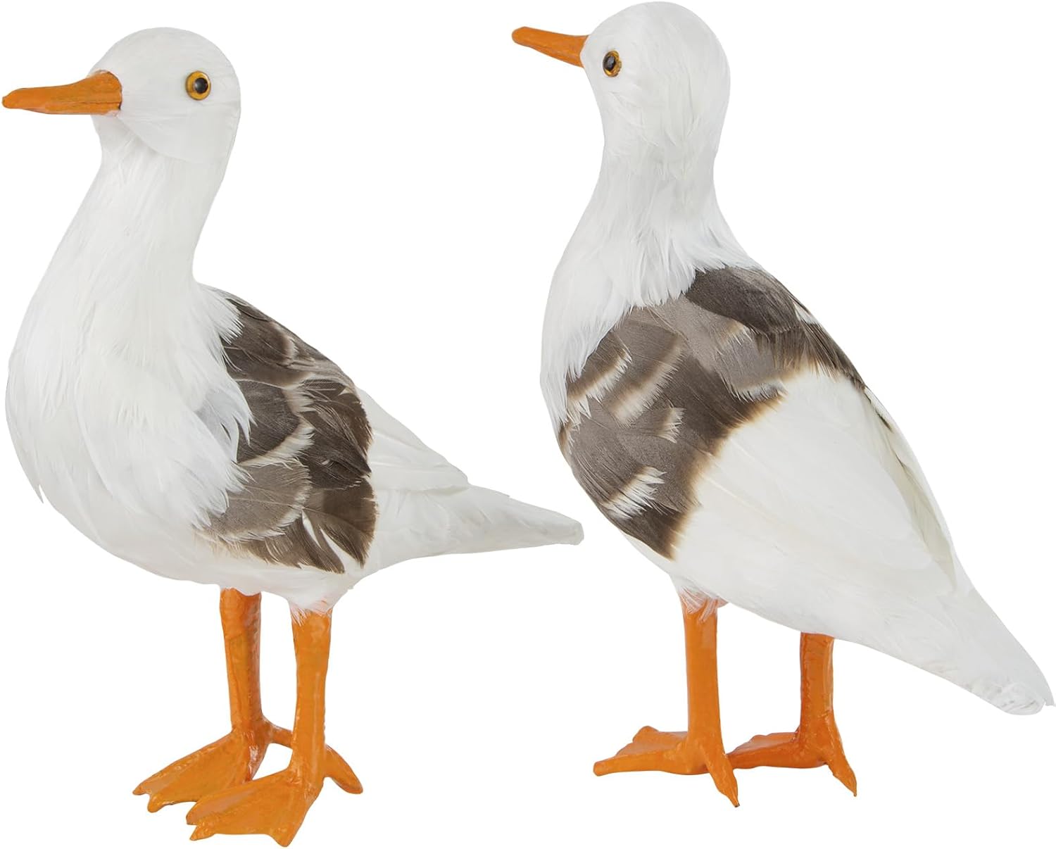 White Seagull Nautical Decor, Life Like Feathered Sea Bird Statue for Home Table Christmas Decorations （2pieces）