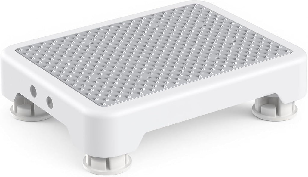 SOYO Mobility One Step Stool, Heavy Duty Indoor Outdoor Non-Slip Small Step Platform Assistive Device for Adult Elderly, Standing Support and Step Riser for Car, Bed, Door, Stair, Bathroom, White-Gray