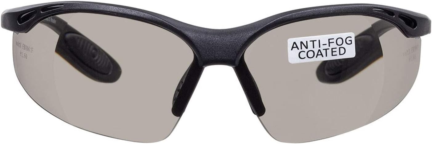 voltX 'Constructor' SAFETY READERS Full Lens Reading Safety Glasses (+1.5 Dioptre, Smoke) ANSI Z87.1+ & CE EN166F, Wraparound Style - Includes Safety Cord with headstop - UV400 anti fog coated lens