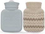 320ml Hot Water Bottle with Knited Cover, Mini Hot Water Bag for Pain Relief, Waist, Back, Neck, Shoulders, Small Leak Proof Hot Water Bottle with Removable Cover for Women, Kids, Best Gifts