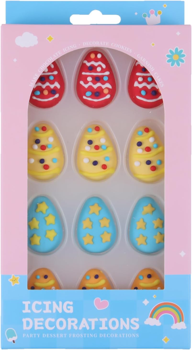 Edible Easter Themed Sugar Easter Eggs cake decorations, Egg cupcake toppers, perfect Icing Cookies decro for Cupcakes, Cake, Macaron and Cakecicles Decorating