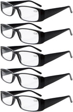 Eyekepper 5-Pack Spring Hinges Rectangular Reading Glasses Readers Black +1.0