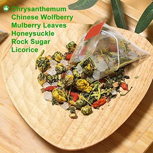 Plant Gift Honeysuckle Chrysanthemum Tea Bag 8.81oz (5g*50bags) Chrysanthemum, Wolfberry, Mulberry Leaves, Rock Sugar, Licorice, Chinese Pure Natural, Health Care Mixed Tea 250g 金银花菊花茶