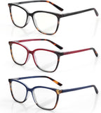BLUEMOKY Blue Light Reading Glasses for Women 3 Pack Fashion Cat Eye Computer Glasses Bluelight Blocking Reader