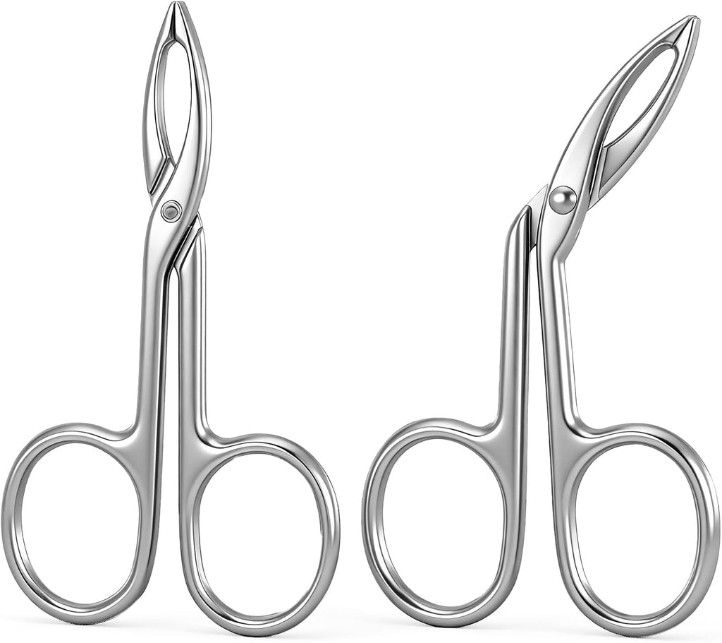2Pcs Eyebrow Tweezers Scissor Precision Stainless Steel Flat Straight Tip Eyebrow Facial Remover for Hair Plucker Women and Men Facial Hair