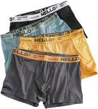 Men's Mesh Ice Silk Underwear Box Briefs Breathable Underwear Trunks Underpanties Multipacks
