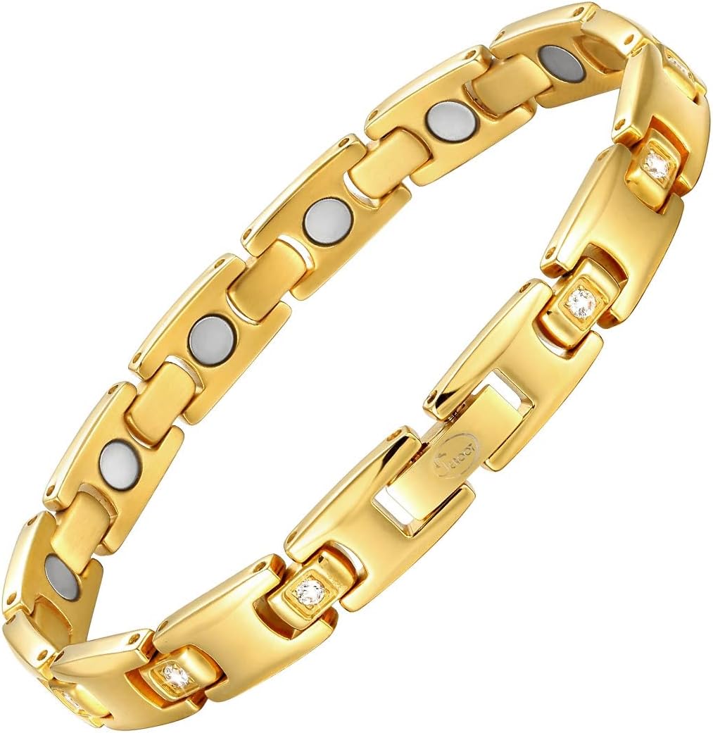 JEROOT Titanium Magnetic Bracelet for Women, 100% Pure Titanium, Skin Friendly, Ultralight Adjustable Bracelet with Sizing Tool, Jewelry Gift