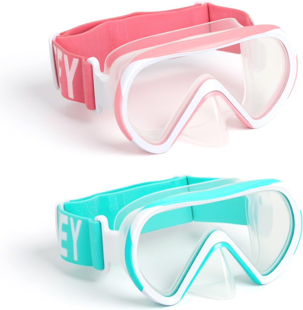 Diving Masks for Kids, Goggles with Nose Cover, Elastic Strap, Tempered Glass