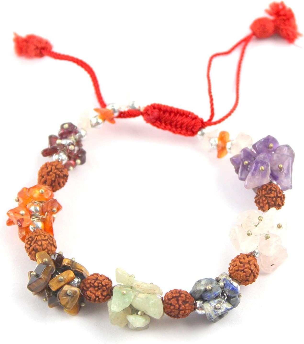 Hitech Chips Chakra Rudraksha Drawstring Bracelet Provider Chakra Stretch Balancing Positive Energy Aura Gift Metaphysical Peace Divine Spiritual Love Harmony Luck