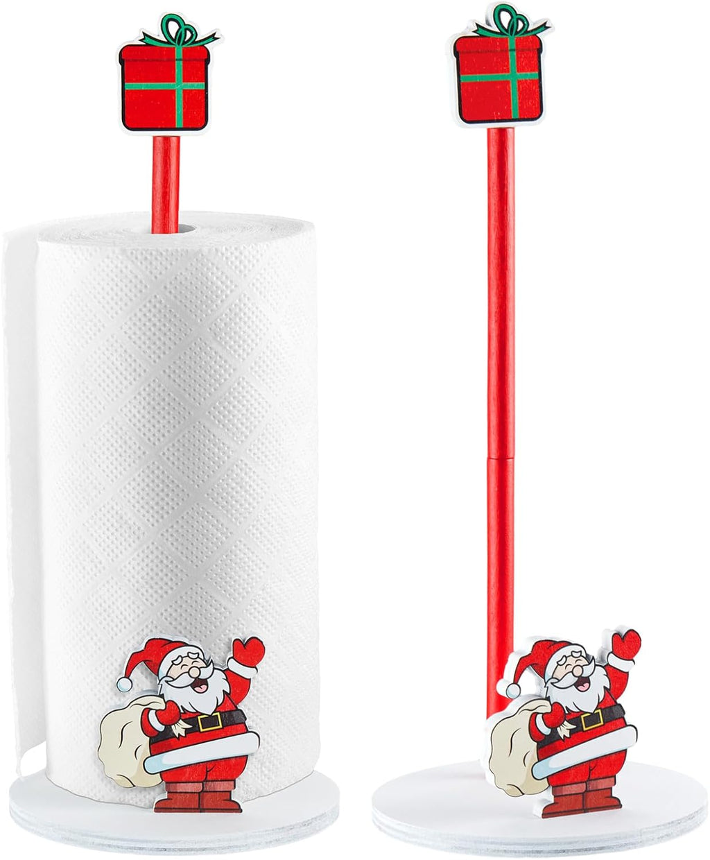 Namalu Christmas Santa Claus Paper Towel Holder with Round Base Rustic Christmas Decor for Kitchen and Bathroom Fun Paper Towel Holder Kitchen Paper Towel Dispenser for Countertop Women Toilet