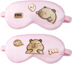2Pcs Kawaii Capybara Silk Sleep Eye Mask Cute Cartoon Capybara Sleep Mask for Women Cute Blackout Sleeping Mask Eye Cover Gift for Women Mom