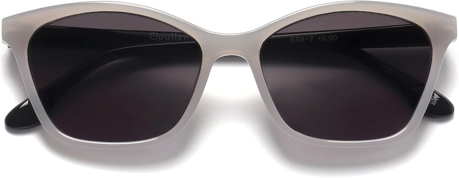 OPULIZE KAT Reading Sunglasses for Women Men, Cat-Eye Frame with Spring Hinges and Tinted UV400 Protection Lens, Grey +2.50 (Pack of 1)