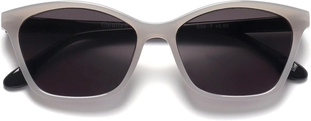 OPULIZE KAT Reading Sunglasses for Women Men, Cat-Eye Frame with Spring Hinges and Tinted UV400 Protection Lens, Grey +1.00 (Pack of 1)