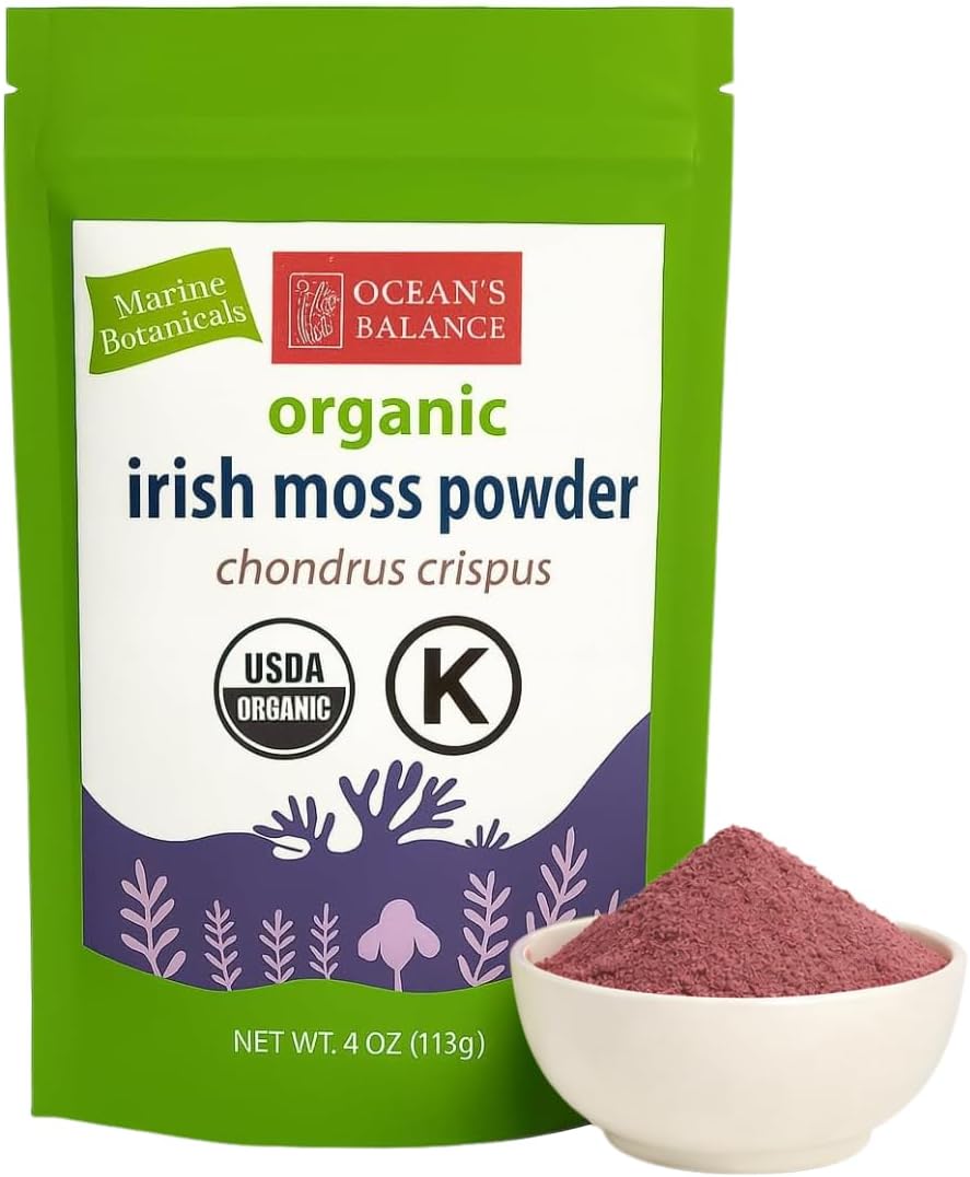 Ocean’s Balance Clean – Wild‑Harvested Maine Irish Sea Moss (Chondrus crispus) Powder | Vegan • Lab‑Tested Purity • 90+ Mineral Rich • Skin, Thyroid & Digestive Support 4 oz