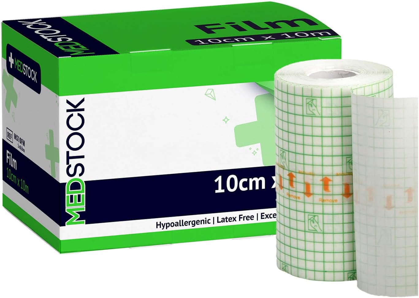 MEDSTOCK Transparent Film Roll, 4" x 11 yds, 1 Roll, Polyurethane Transparent Film Roll-on Wound Cover, Waterproof, Long-Lasting, Secures Adhesive for Primary Dressing and Medical Devices