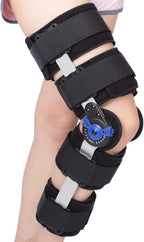 Hinged ROM Knee Brace Post Op Knee Support Adjustable Knee Immobilizer with Side Leg Stabilizers for Men and Women for Meniscus Tear, Arthritis, ACL, PCL, Osteoarthritis, Orthopedic Rehab (Black)