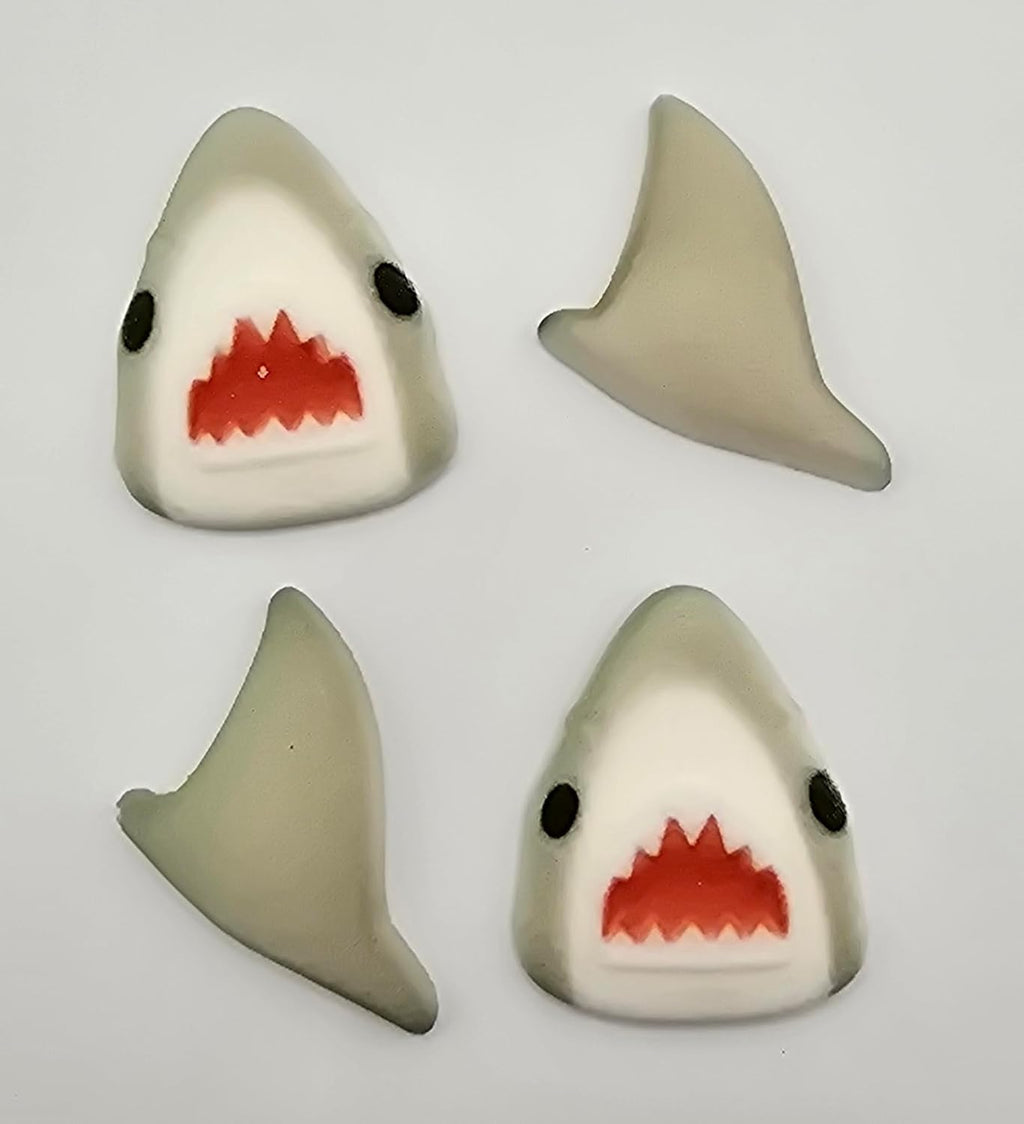 Gray Shark Head and Fin Edible Sugar Cake Toppers, 12 Count (6 Sets)