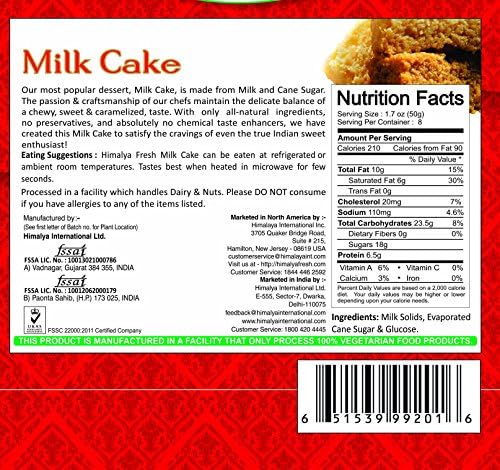 HIMALYA FRESH Milk Cake 14 oz - Premium Authentic, Luxurious Sweet Made With Pure Grass fed water Buffalo Milk and sugar (just two ingredients) - No Fillers Or Preservatives (1 Box)