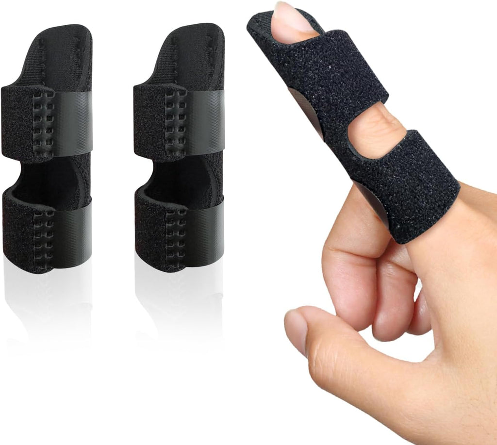 Finger Splint, Universal Trigger Finger Brace for Broken/Arthritis Pain and Sprain Relief, Splints for Middle, Index, Ring (2 Pack,Black)