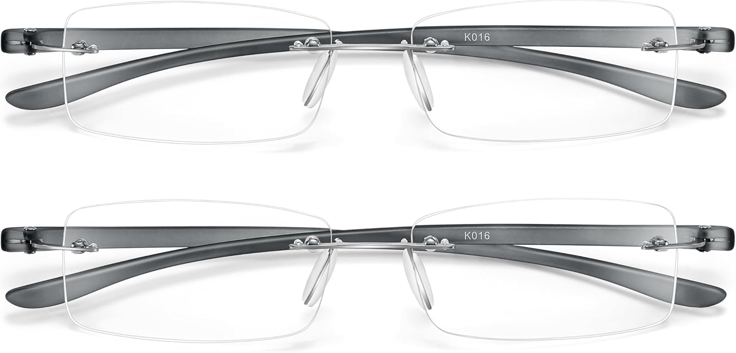 Bhigh 2 Pack Reading Glasses Blue Light Reading Glasses men's reading glasses for women Frameless Computer Reading Glasses