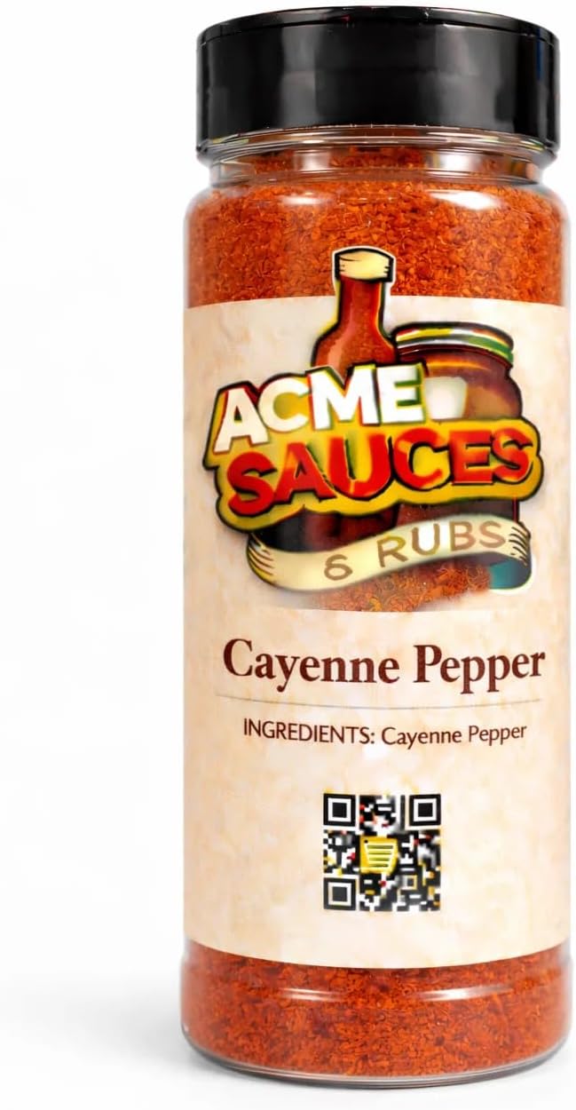 Acme Sauces & Rubs, Ground Cayenne Pepper - Pure Cayenne Red Pepper for Cooking, Seasoning and Marinades - Bold Flavor, Freshness-Sealed, Cayenne Pepper Seasoning for Meats, Sauce and Pasta - (16 oz)