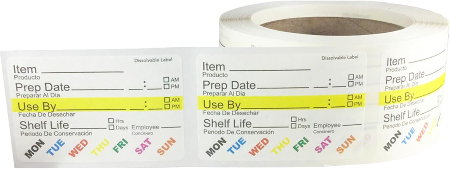 InStockLabels Dissolvable Food Labels - 2” x 3” (500 Labels) - Rotation Food Stickers for Kitchen & Restaurant Supplies - Ideal for Jar, Containers and Freezer Storage, Kitchen Stickers