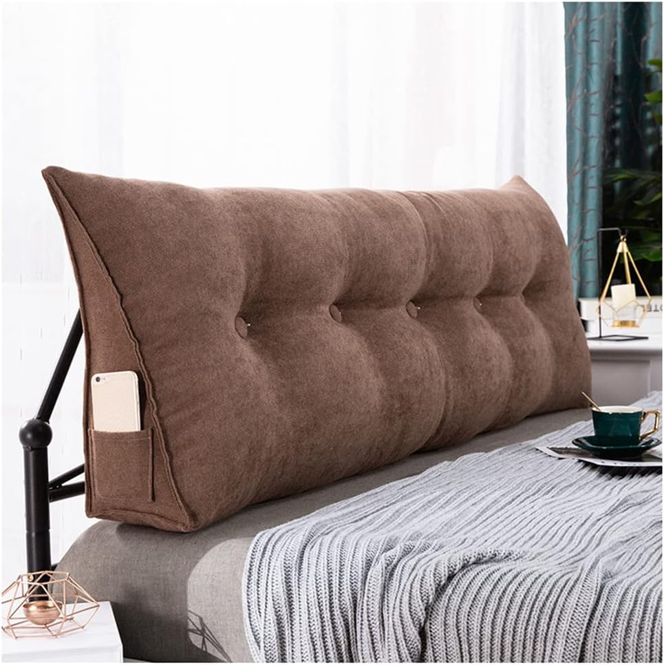 Triangular Reading Bed Rest Pillow, High Rebound Upholstered Headboard Backrest, Removable & Washable Cover, Perfect Bolster Lumbar Cushion for Day Bed,F,40x50x20cm