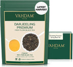 VAHDAM, First Flush Darjeeling Tea - 50 Cups (3.53oz) | Loose Leaf Black Tea - Flowery, Aromatic & Delicious | Picked, Packed & Shipped Direct From India | Champagne Of Teas | Mellow & Fragrant
