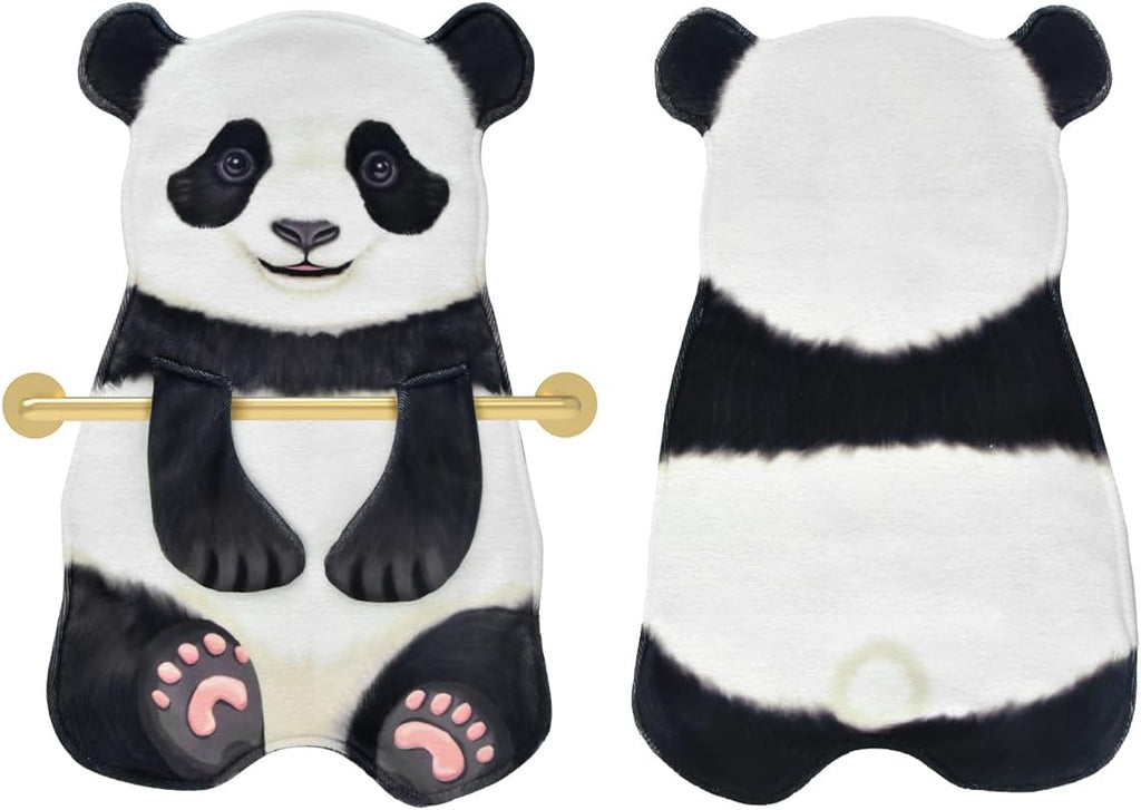 Panda Funny Hand Towels for Bathroom Kitchen Decor Animal Towel Decorative Hanging Washcloths Face Towels Super Absorbent Soft Housewarming Funny Gifts Dog Lovers for Women (Panda)